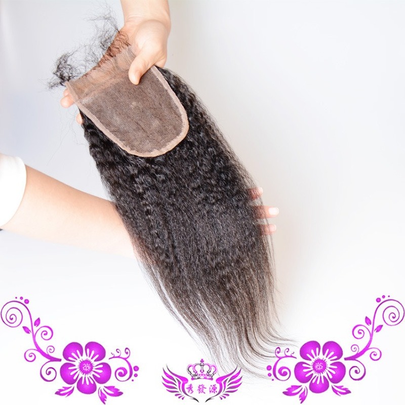 

42% Off Hot Sale! Real Hand-woven Hair Piece Kinky Straight Full-hand Woven Real Wig Lace Hair Block, Light brown