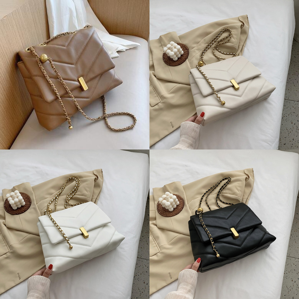 

2021 Elegant Female Large Tote bag Fashion New High quality PU Leather Women's Designer Handbag Chain Shoulder Messenger Q1215