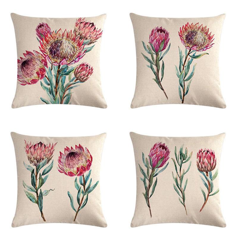

Floral Cushion Covers Colorful Flowers Throw Pillow Covers For Home Sofa Bedroom Red Blooming Folwer Decorative Pillowcases, 04