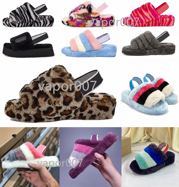 

2020 New Women Furry Slippers Australia infants fluff yeah slide casual shoes womens Luxury Sandals Fur Slides Slippers size 36-44 E0OZ#