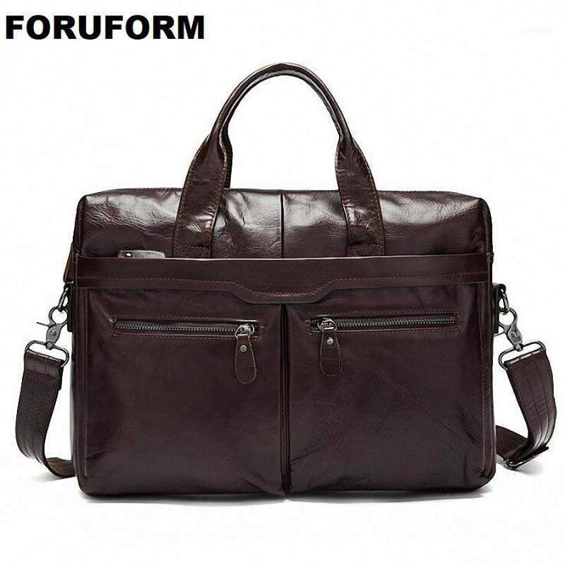 

Vintage Men's Real Leather Briefcase Bag For Male Crossbody Bags 14 Inch Laptop Business Bag Men's Shoulder LI-21511, Brown