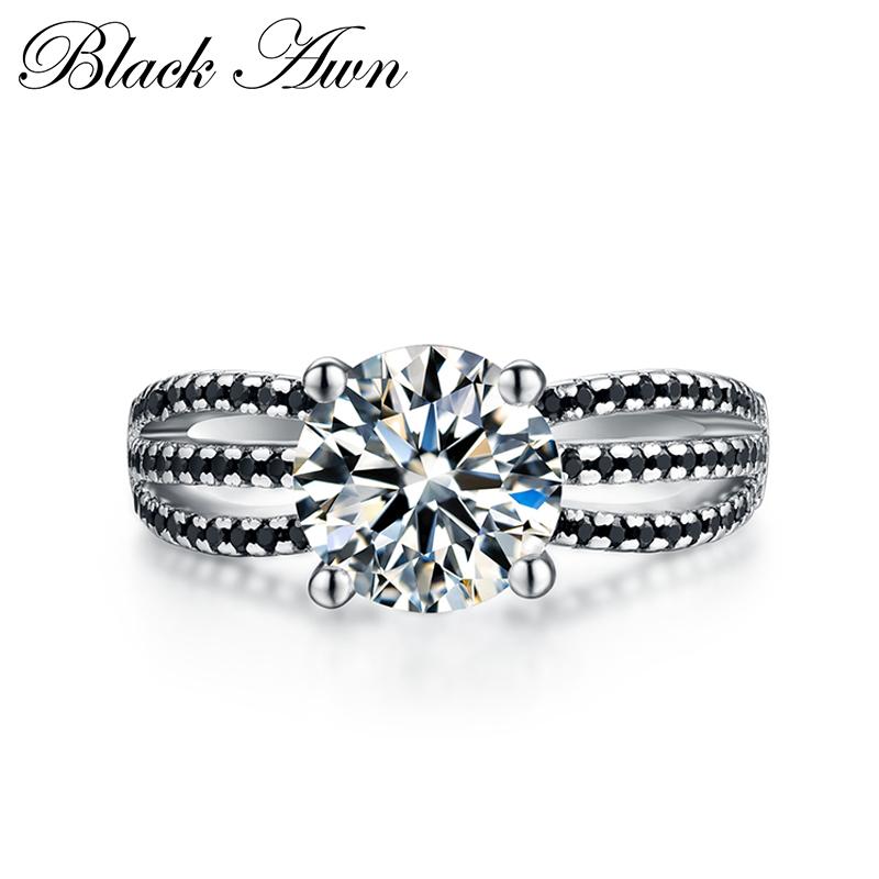 

Cluster Rings Anillos Mujer Neo-Gothic 925 Sterling Silver Jewelry Trendy Wedding For Women Engagement Ring Bague Femme Bijoux C095