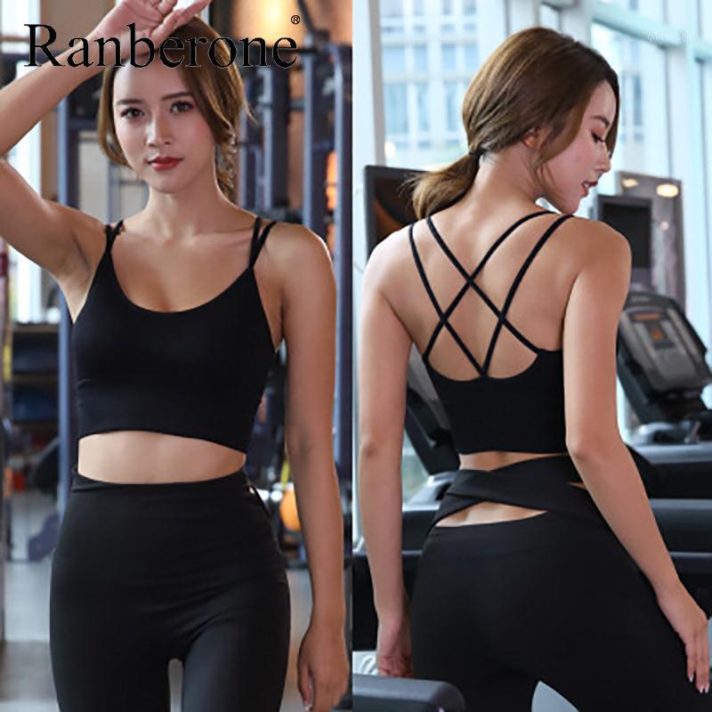 

Ranberone Women Sports Bra Workout Female Sport Top Crop Fitness Active Wear Push Up Seamless For Yoga Gym Brassiere Sportswear1, Black