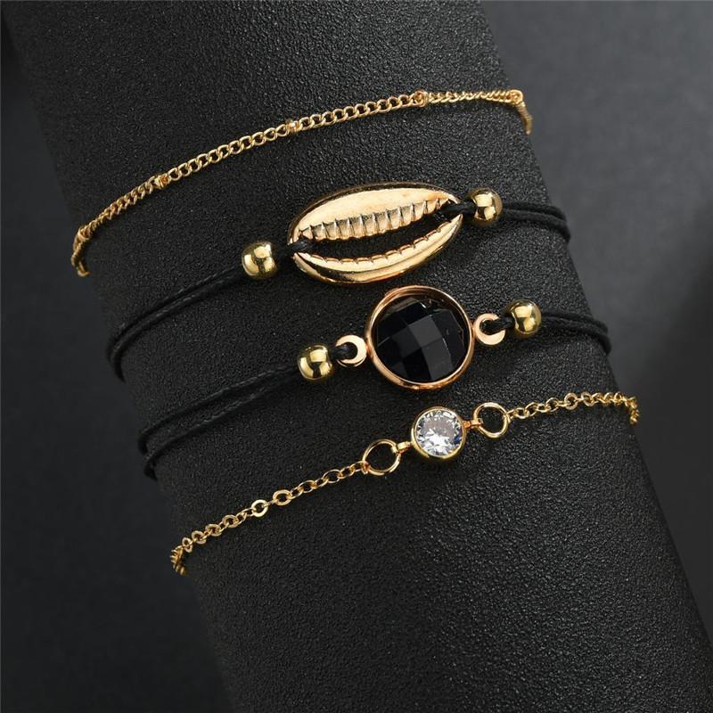 

Wholesale Bohemian New Fashion Jewelry Shells Inlaid Rhinestone 4-Piece Bracelet For Women Feature Namour Charm Gift All Seasons