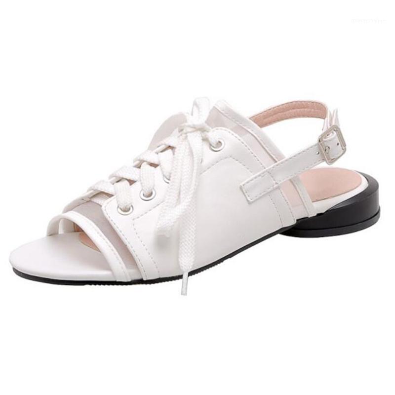 

2020 New Low-heeled Sandals Female Summer Fish Mouth Cross bandage Roman Shoes Solid Color Rear bandage Women's Sandals sh 3761, Black