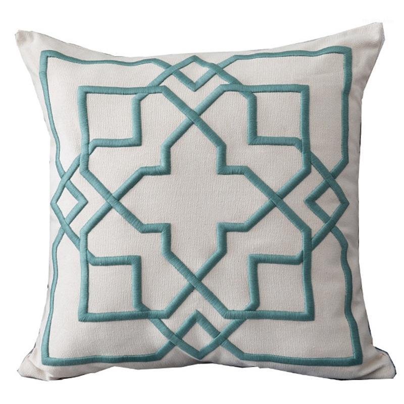 

Cushion Cover Decorative Pillow Case Modern Simple 3D Geometric Linen Thread Embroidery Sofa Chair Coussin Decor1, Green