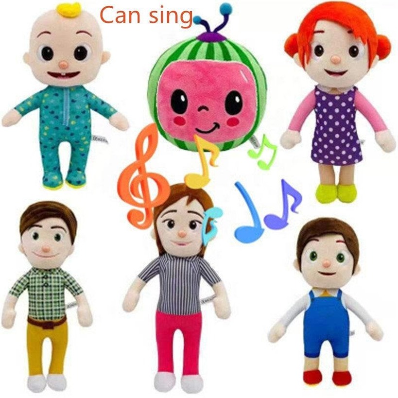 

DHL Ship 2021 Cocomelon  Toy Soft Music Cartoon Family Cocomelon Jj Family Sister Brother Mom And Dad Toy Dall Kids Chritmas Gifts