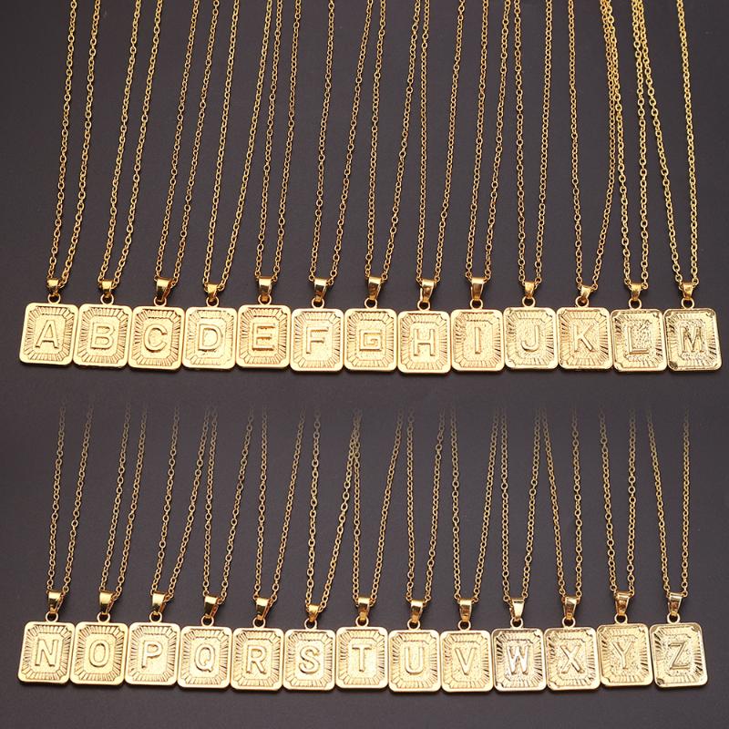 

A-Z Letter Necklaces Unisex Charm Luster Gold Medal Capital Letter Necklace Pendant For Women Men Jewelry Christmas Friends Gift