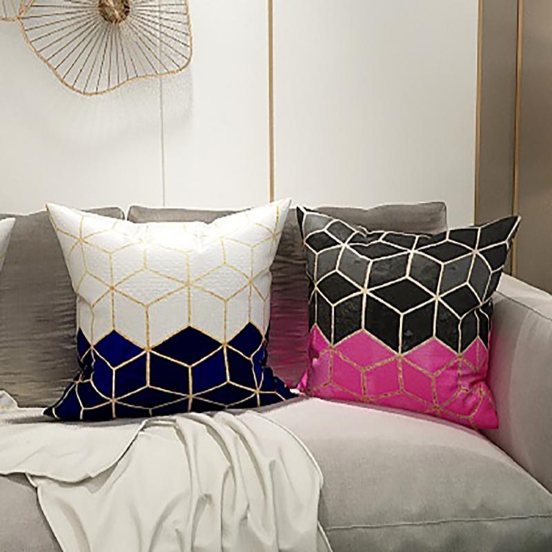 

Geometric Decorative Pillows Marble Cushion Cover 45*45cm Velvet Pillow Cover For Living Room Funda Cojin Nordic Home Decoration, As picture