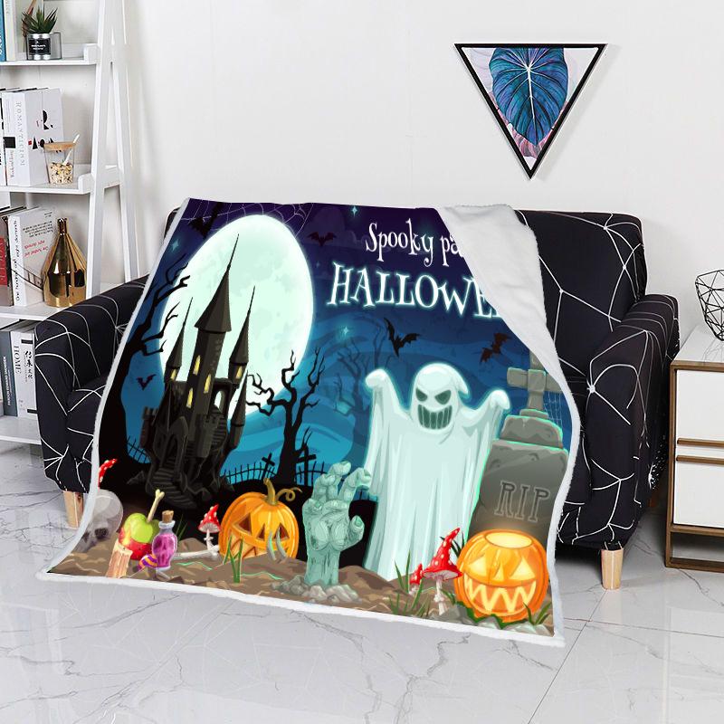 

Blankets Scared Halloween Flannel Super Soft Blanket Orange Pumpkin On Bed Sofa Home Textiles Surprise For Kid Adult Gifts