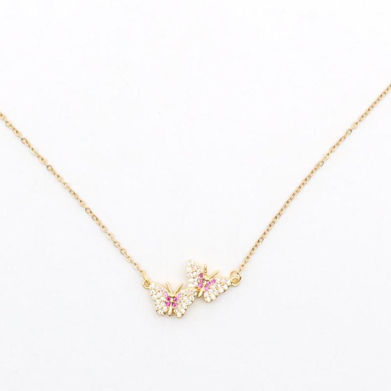 

Exquisite Stainless Steel & Copper Micro Paved Necklace Butterfly Animal Multicolor Women Fashion Jewelry Gifts 48cm Long,1 PC