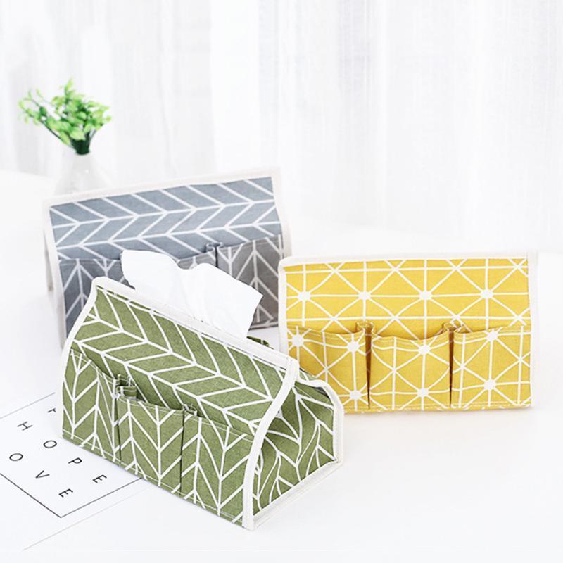 

Pastoral Style Cotton Linen Multi-Function Desktop Organizer Napkin Holder Home Sundries Waterproof Storage Box1