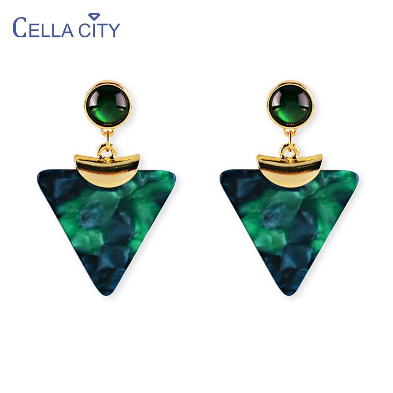

Dangle & Chandelier Cellacity Triangle Ear Drops Silver 925 Jewelry Charms Earrings For Women Baroque Style Fashion Female Banquet Party Who