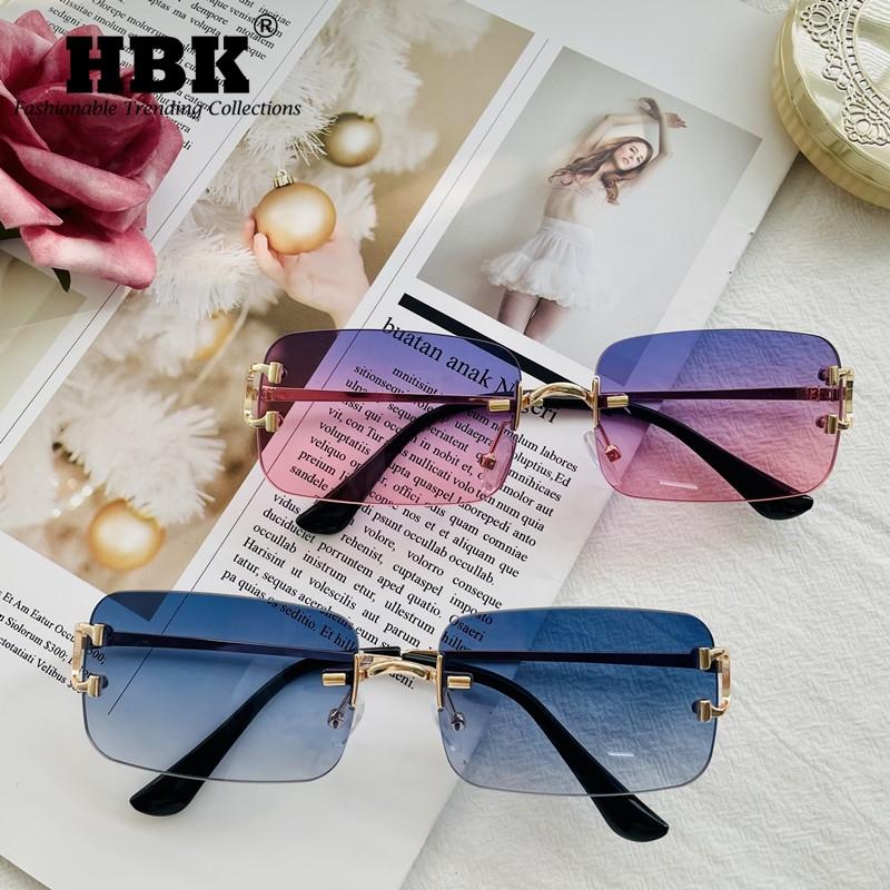 

Sunglasses HBK Rectangle Rimless Women 2021 Ladies Fashion Frameless Square Sun Glasses For Female Gradient Lens