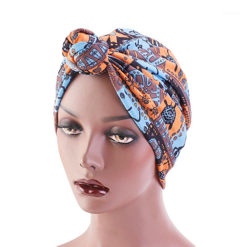 

2020 Bohemian Tie Stretch Turban Ruffle Hair Hats Beanie Bandanas Scarf Head Wrap Headwear for Women 561, Blue