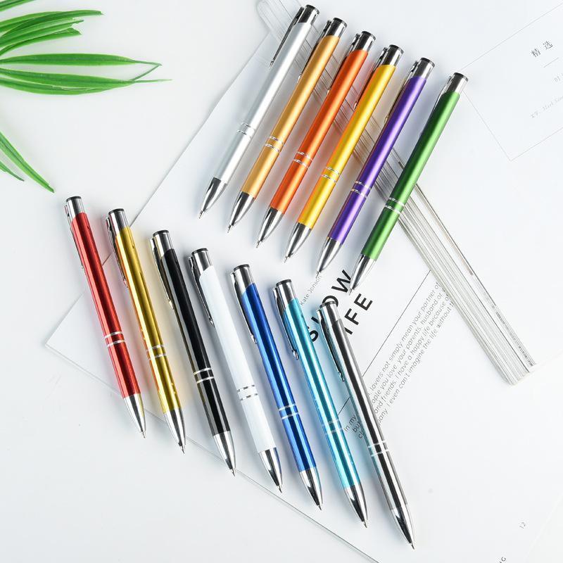 

Metal ballpoint pen aluminum tube press ballpoint pen office school writing metal1, Red
