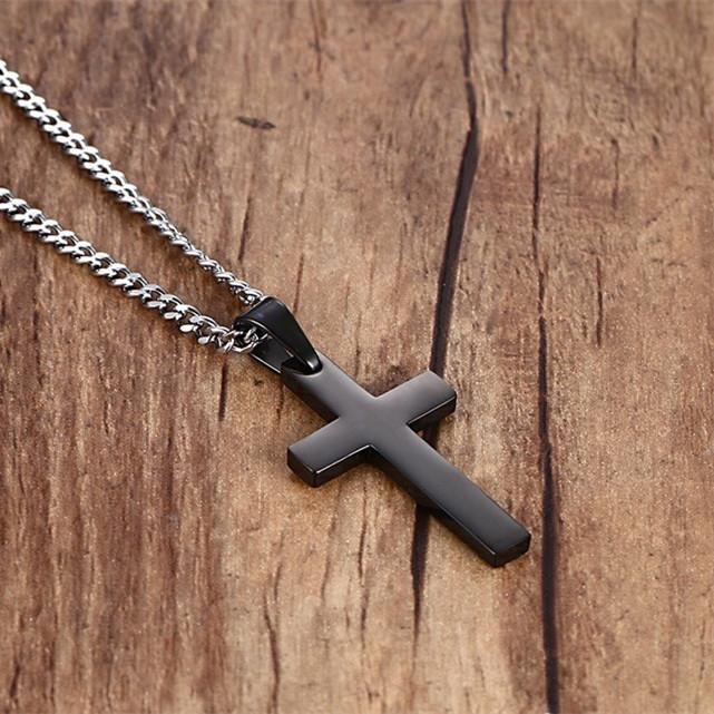 

High Quality Fashion Women Punk Male Black Cross Pendant Color Gold Black Stainless Steel Jesus Cross Pendant Necklace Jewelry