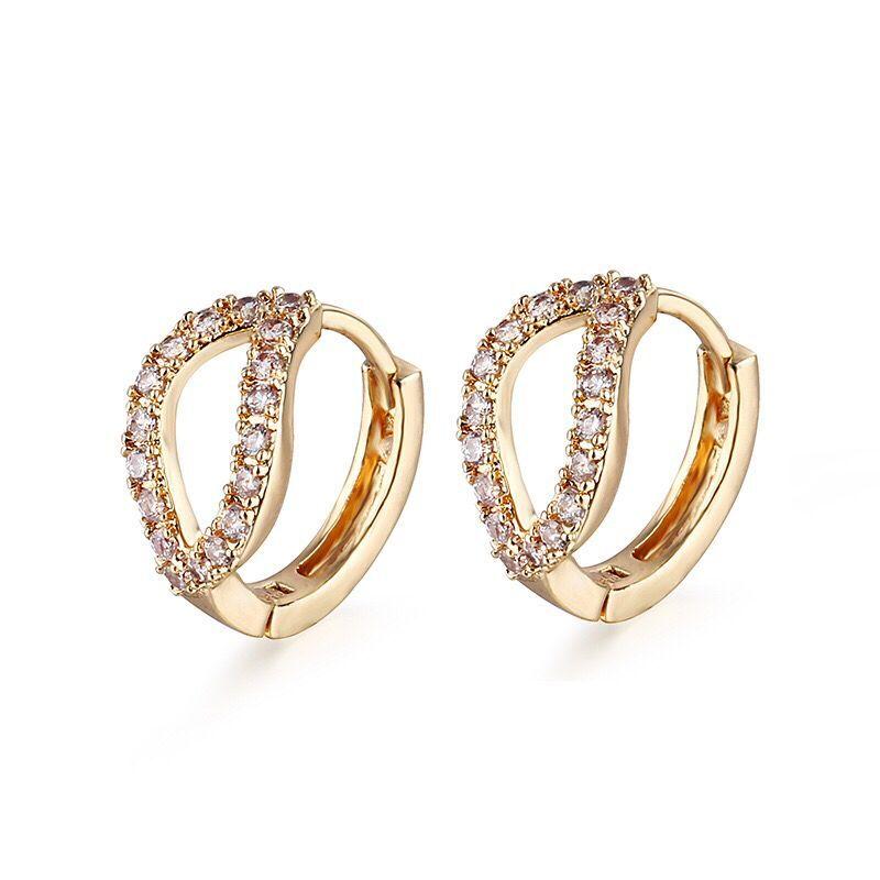 

MxGxFam Fashion Personal Hoop Earrings For Women Girl Yellow / Rose / White 3 Gold Color Top Quality