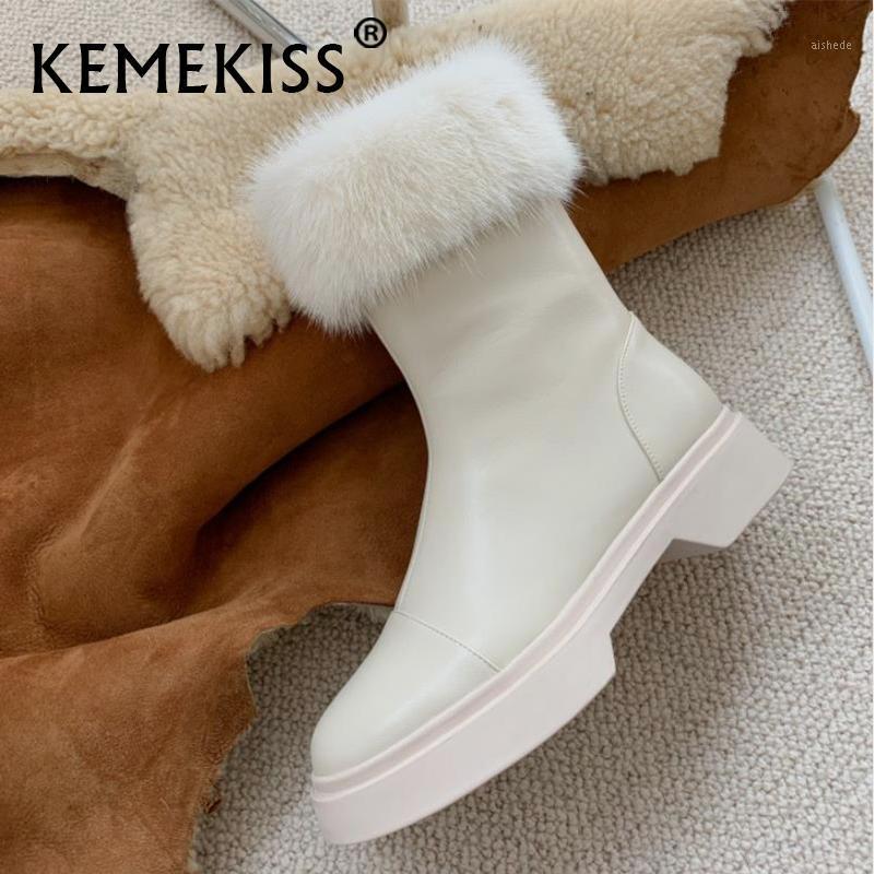 

KemeKiss New Women Winter Ankle Boots Plush Fur Warm Fashion Short Boots Ladies Vacation Daily Footwear Size 34-431, Black
