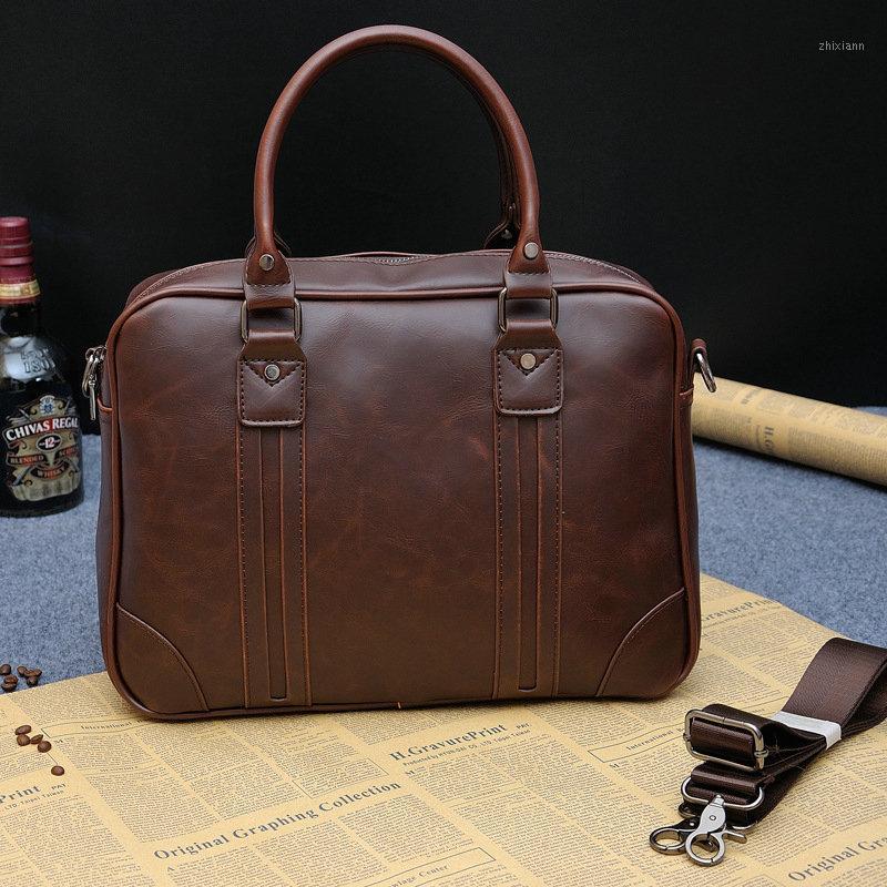 

Men's Briefcase Portfolio Leather Shoulder bag office Belt bag Messenger Men's over the shoulder Laptop bags1, Coffee