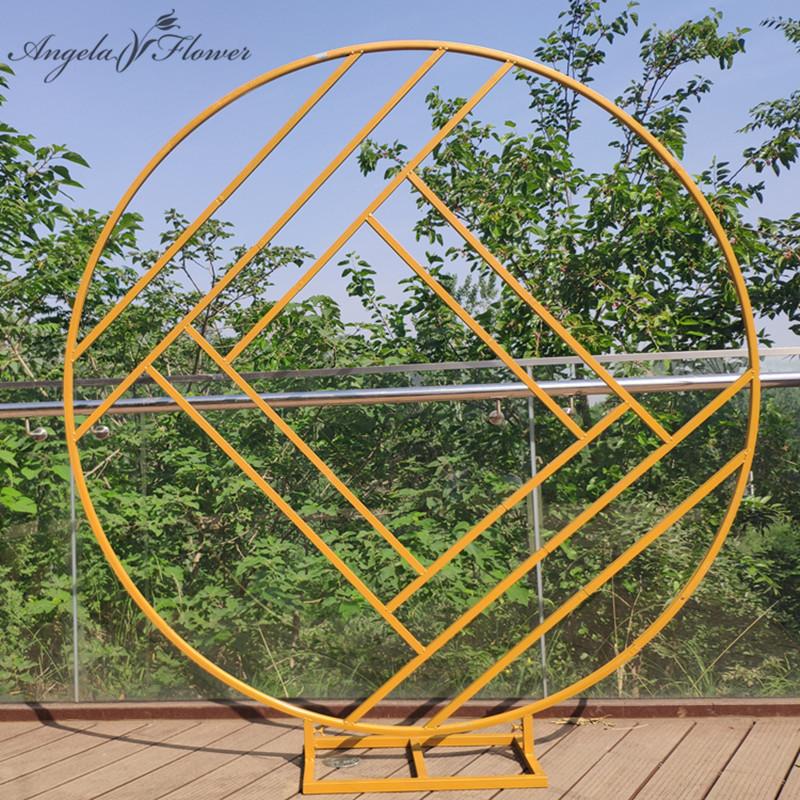

New Wedding Props Outdoor Wrought Iron Round Geometris Diamond Flower Stand Decor Party Wedding Arch Backdrop Stage Decor 4 Size