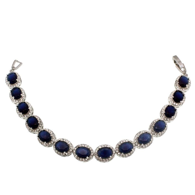 

Hermosa Jewelry Charm Blue Ellipse Tennis Bracelet Silver Color Bracelets 7 inch
