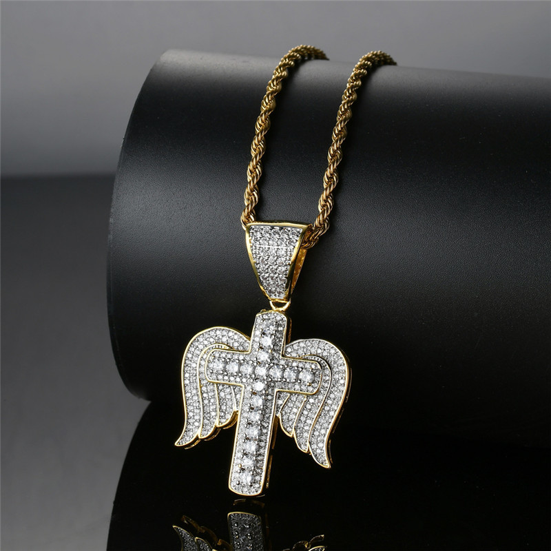 

Cubic Collar Zirconia Angel Wings of Gold Pendant Necklace Ndjq