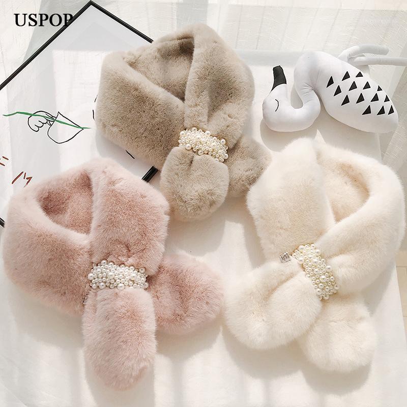 

Scarves USPOP Winter Scarf Pearl Buckle Women Thickened Faux Fur Ring Style Scarf1