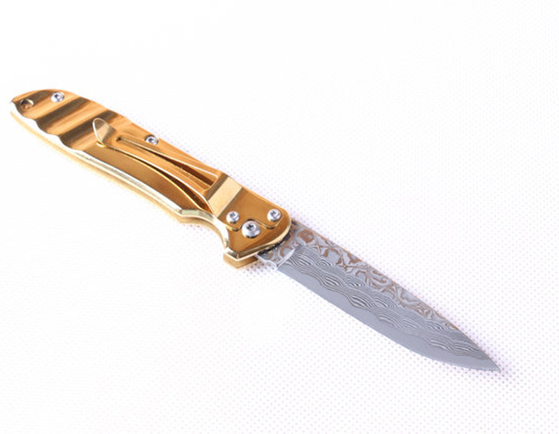 

6.7 Inch Damascus Pocket Folding Knife VG10 Damascus Steel Blade Stainless Steels Handle EDC Knives