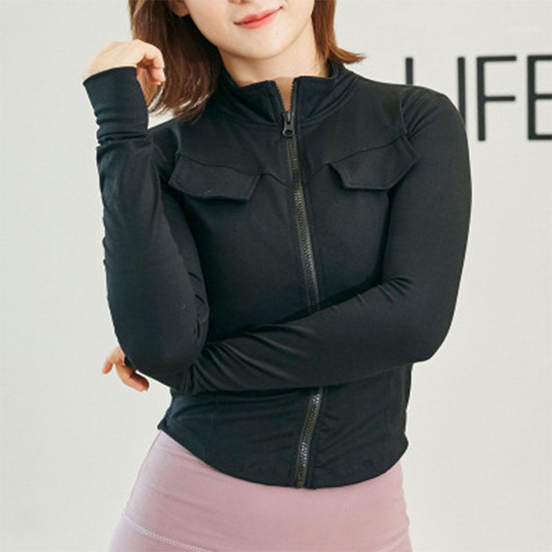 

SALSPOR Shirts Women Sports Zipper Quick Dry Crop Top Long Sleeve Breathable Workout Jogging Training Fitness Shirts1, Black