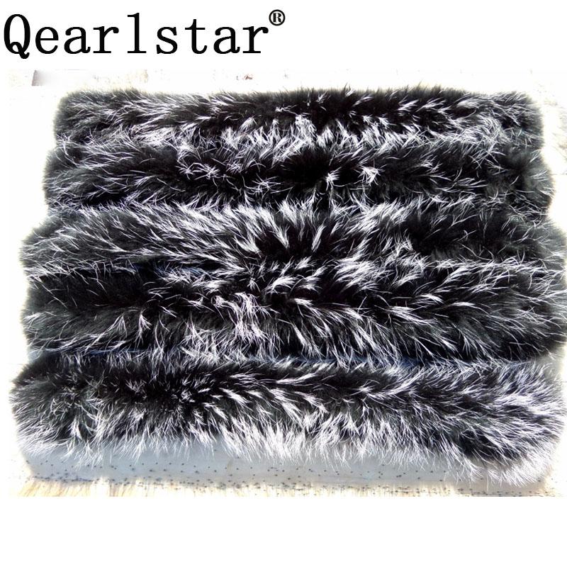 

2020 Real Raccoon Fur Collars Black Fur Scarf Women Winter Coat Parka Jackets Real Hood Trim Collar 70*12cm Zxx122