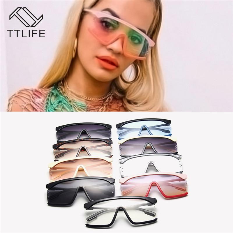 

TTLIFE One Piece Oversize Women Sunglasses Big Frame Black Sun Glasses Female Sexy Shield Shades INS Hot YJHH0298