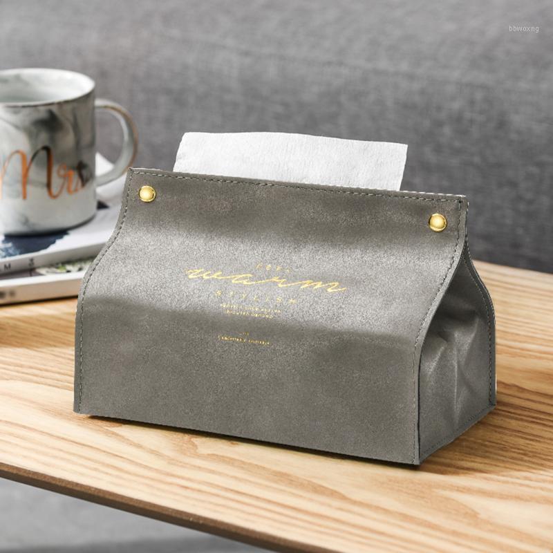 

Leather Facial Tissue Box Cover Containe Rectangular Napkin Holder Snap Closure Home Car Napkin Papers Bag Holder Box 20MAR181