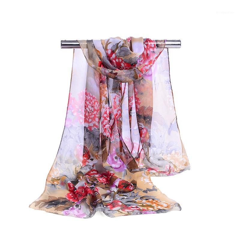 

160*50cm New Fashion Print Chiffon Striped Scarf Wild Fashion Shawl Sunscreen Flower Floral Scarf Scarves1