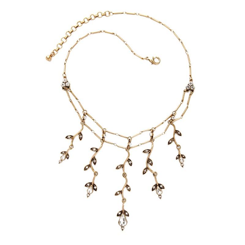 

Golden double-decker tree pendant woman necklace European and American style exaggerated jewelry