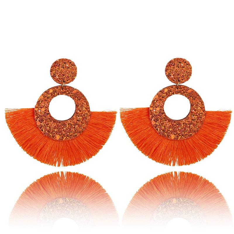 

Dangle & Chandelier Fashion Orange Pink Cotton Tassel Drop Earrings For Women Girls Wedding Jewelry Designs Statement Holiday