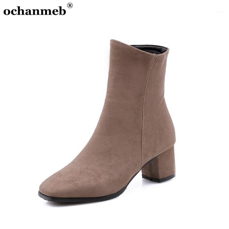 

Smallest Size 28 Women Flock Ankle Boots Zipper Fall Shoes Woman Autumn Winter Short Booties Ladies Handmade Black Gray Footwear1, Brown