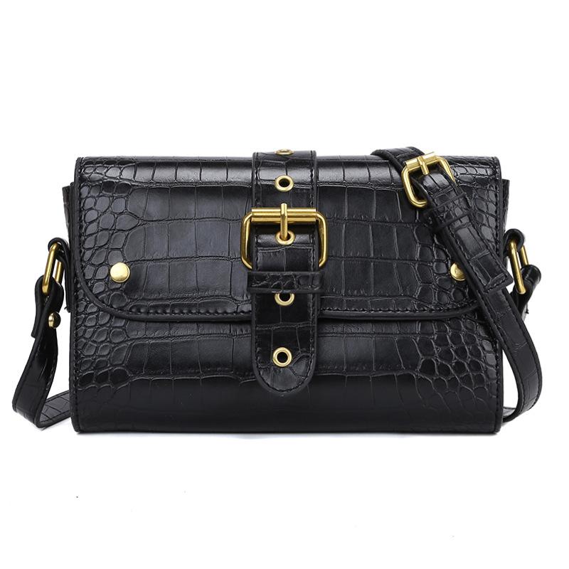 

Bag handbags 2021 new crocodile pattern small square bags Korean fashion belt decoration texture shoulder bags messenger bag, Coffee