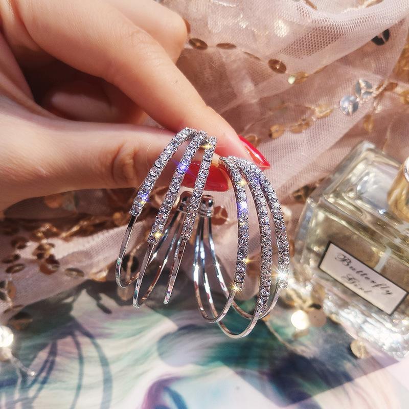 

Stud Rhinestone Multilayer C Earrings For Woman Sparkling Gold/Silver Color Sweet Lady Fashion Girls Banquet Jewelry Gifts1