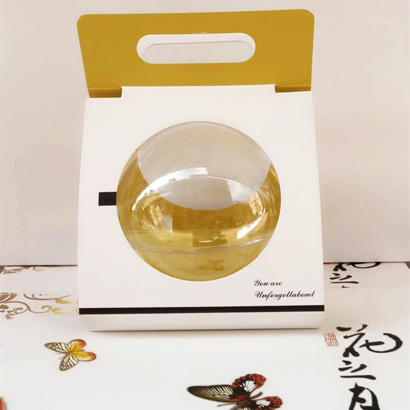 

1pcs Creative macaron cake dessert box with pvc Transparent ball Portable gift bag baby shower Packing bag Wedding decoration1