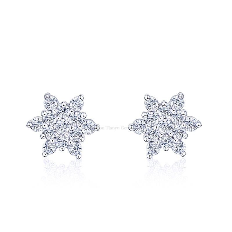 

Tianyu Gems Cubic Zirconia Stud Earrings Silver Jewelry Accessories Handmade Fashion Trendy Cute Snowflake Women Earrings Gifts
