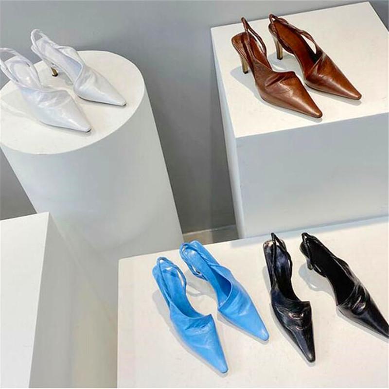 

New pointed high heel sandals women's sheepskin soft stiletto high heels fashion ladies flat sandals summer ladies heels, Black