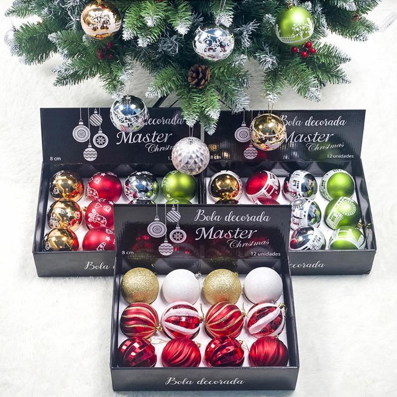 

12pcs/lot 6/8cm Christmas Tree Decor Ball Baubles Xmas Party Hanging Ball Ornament Decoration Xmas Hanging Home Christmas Decor1