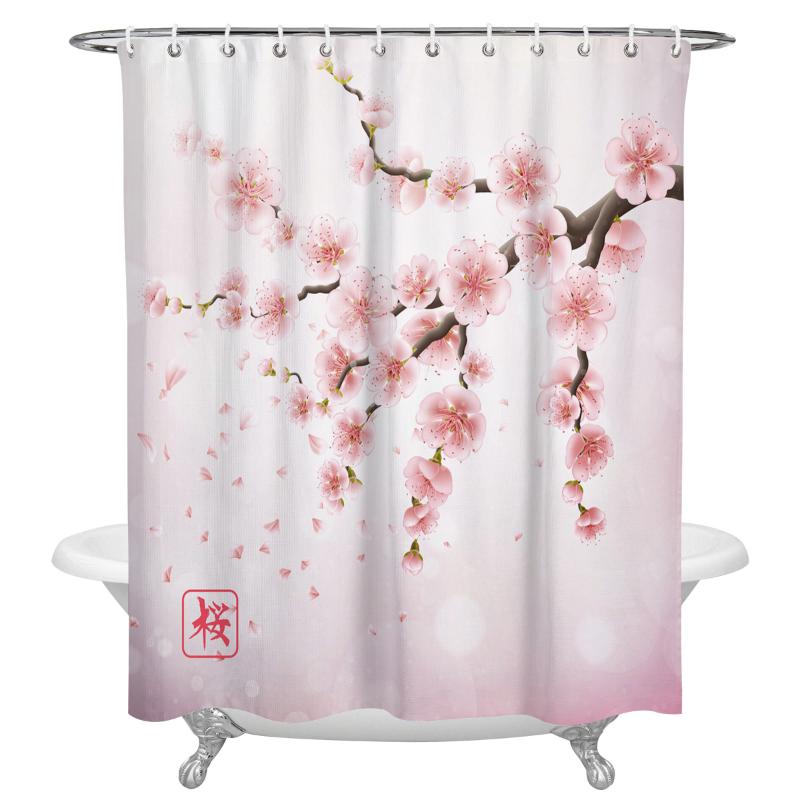 

Flowers Branches Beautiful Plants Print Shower Curtains Waterproof Polyester Bath Screen Products Bathroom Curtain Home Decor