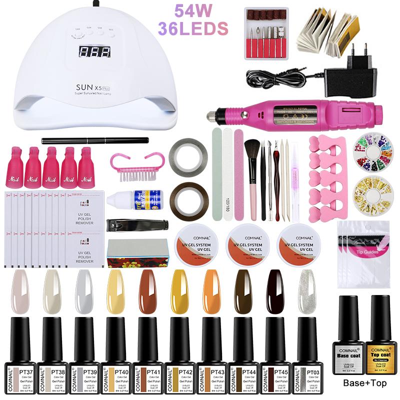 

Gel Nail Polish Set Nail Dryer Electric Drill Machine 10 Colors Varnish Art Tools Kit Salon Use Art Design, Set 02