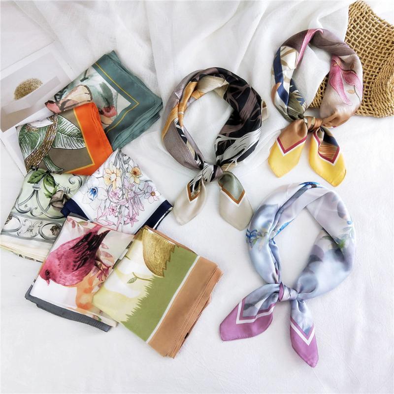 

2020Original Design Small Square Shawls Satin Silk scarf for Women Novelty Printin Spring Autumn Top Quality Neckerchief Bandana