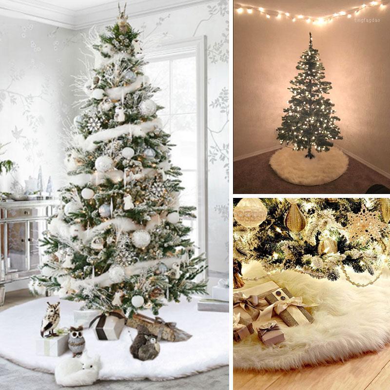

Christmas Tree Decorations Skirts Home Surround Carpet Delicate Christmas Tree Skirt White Festival Party Decor 90cm/122cm1
