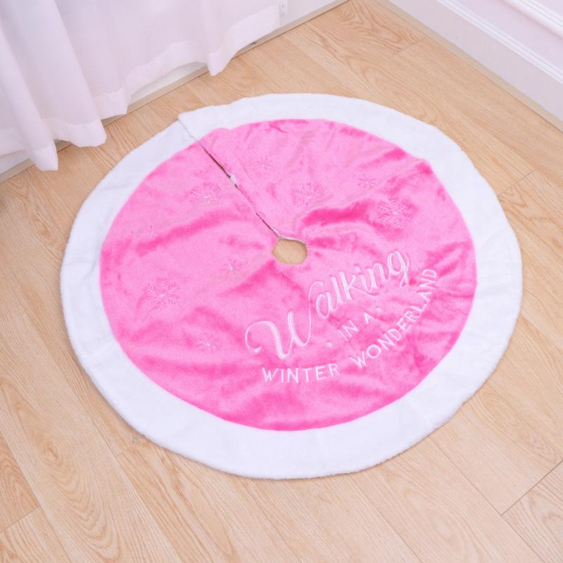 

90cm Christmas Tree Plush Skirt Round Shape Letter Printing Christmas Tree Base Decoration Apron Wrap Decorative