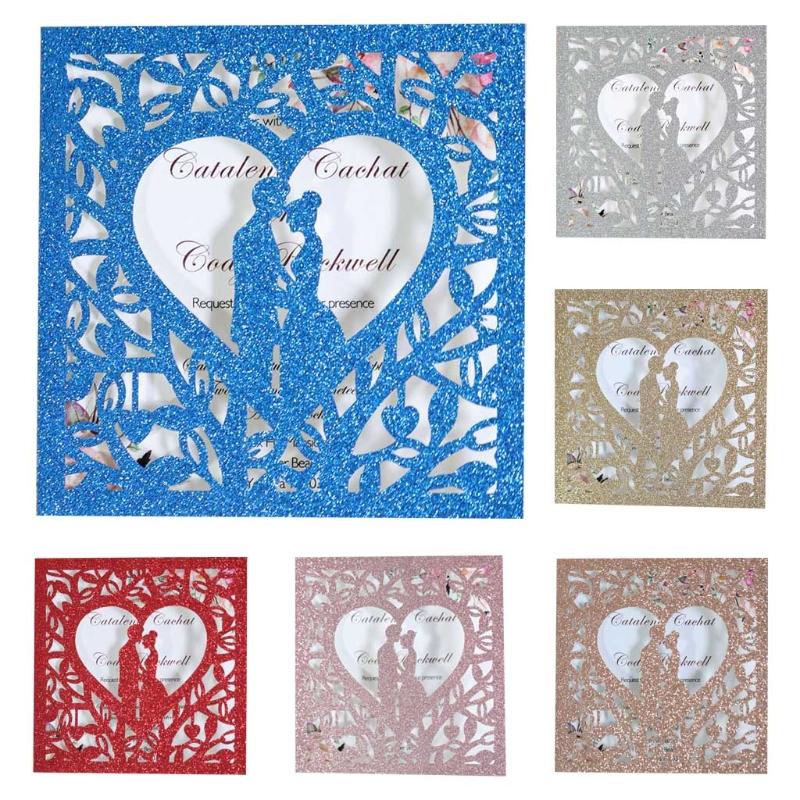 

20pcs/set Wedding Invitations Cards Glitter Hollow Greeting Card Invite Envelope
