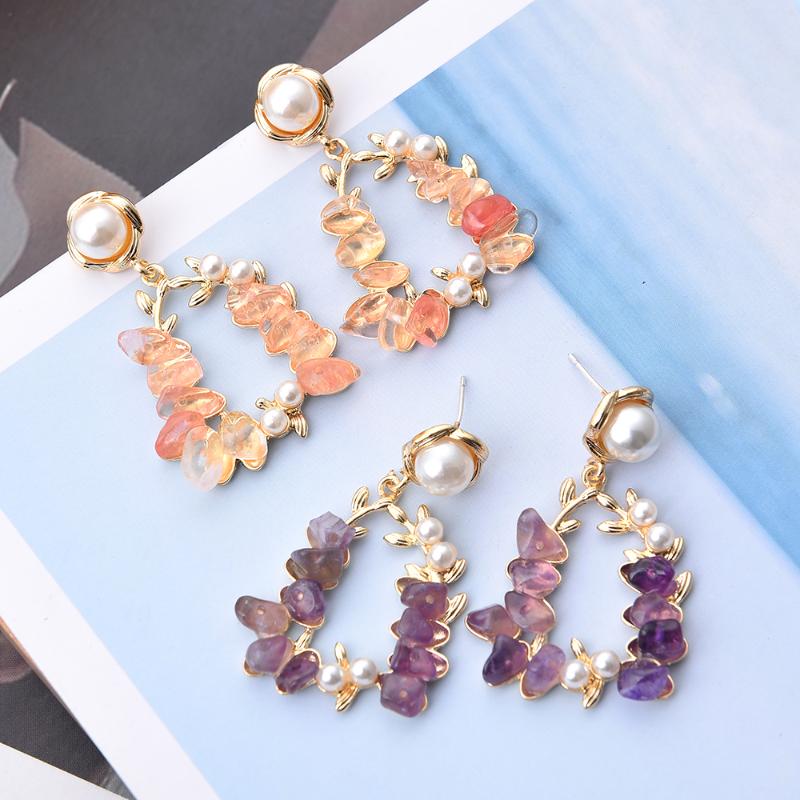 

Ztech Korean Purple/Pink Stone Earrings For Women Students Elegant Cute Boucle D'oreille Fashion Jewelry Gifts Wholesale